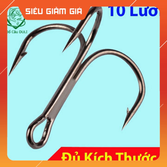 [Combo] [Combo] Combo 10 Lưỡi  Câu 3 Tiêu có ngạnh Thép không rỉ gắn mồi giả, câu lure lưỡi ba tiêu [Giá rẻ] [Giá rẻ]
