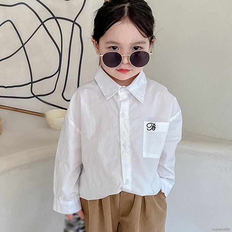 Áo Sơ Mi Màu Trắng Phong Cách Hàn Quốc Cho Bé Gái