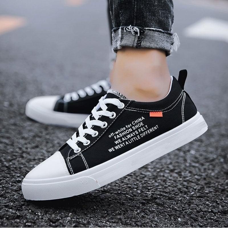 Giày nam sneaker thể thao Da PU PFF Đính Tem Cam đơn giản đẹp