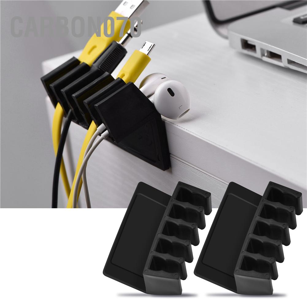 🌟Hàng HOT Kẹp giữ dây cáp bằng nhựa sắp xếp để bàn thích hợp cho dây cáp tai nghe chuột Bộ chia dây cáp văn phòng đa năng để bàn với 5 khe cắm