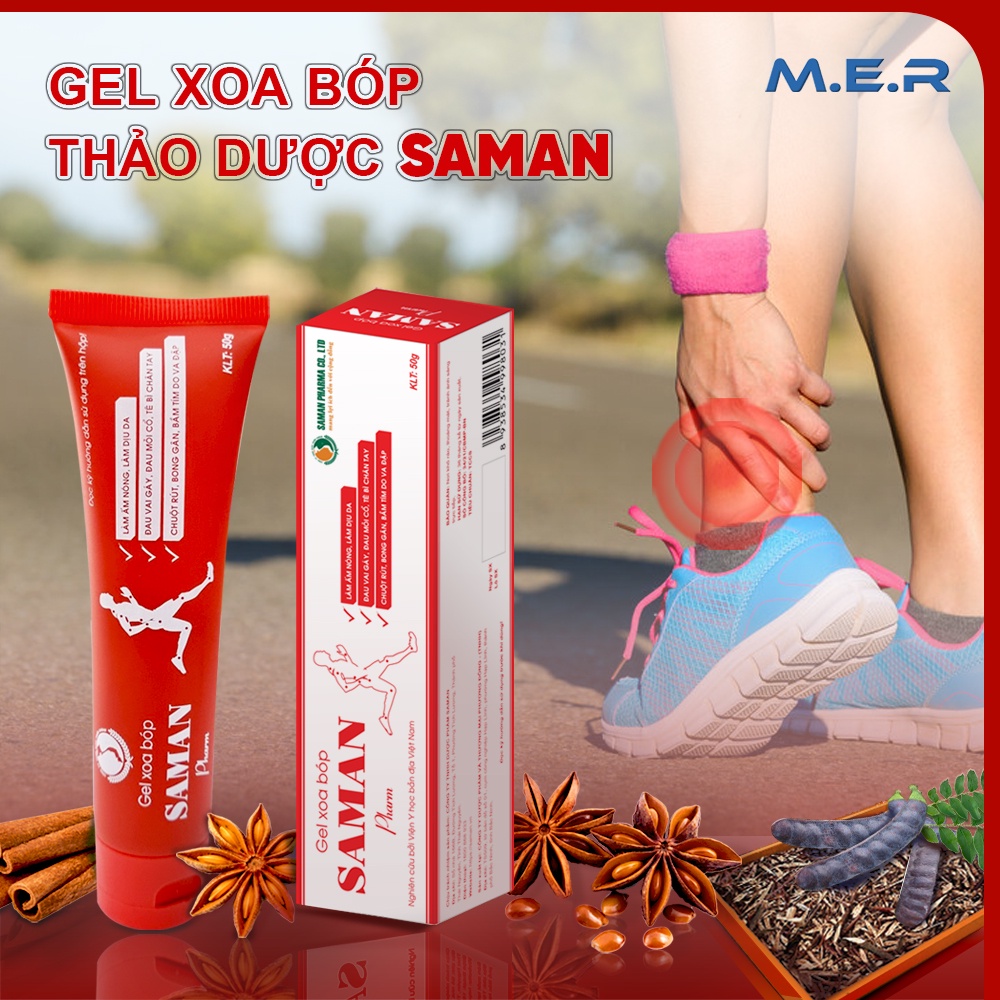 Gel xoa bóp thảo mộc Saman giúp giảm đau nhức, giảm tê bì chân tay, xoa bóp giảm bông gân, tan máu bầm do va chạm