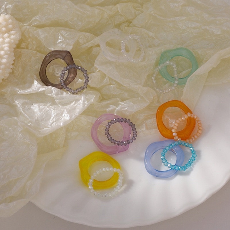 Set 2 nhẫn nhựa hottrend Hàn