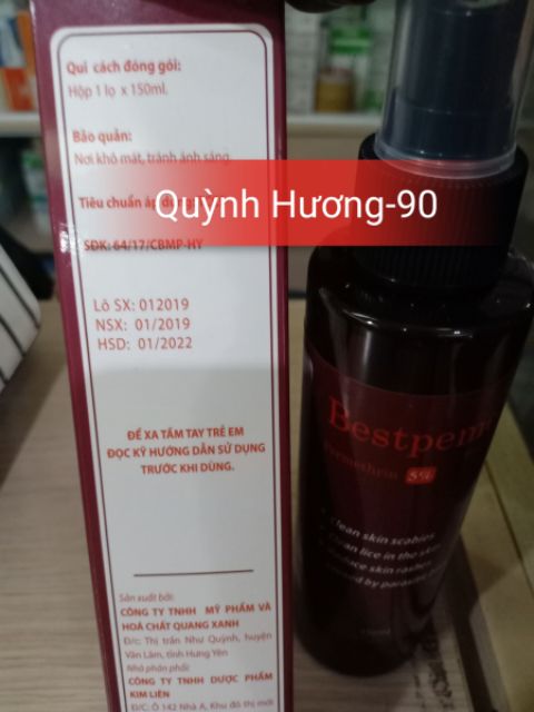 Bestperme 150ml dạng xịt loại bỏ kí sinh trùng trên da