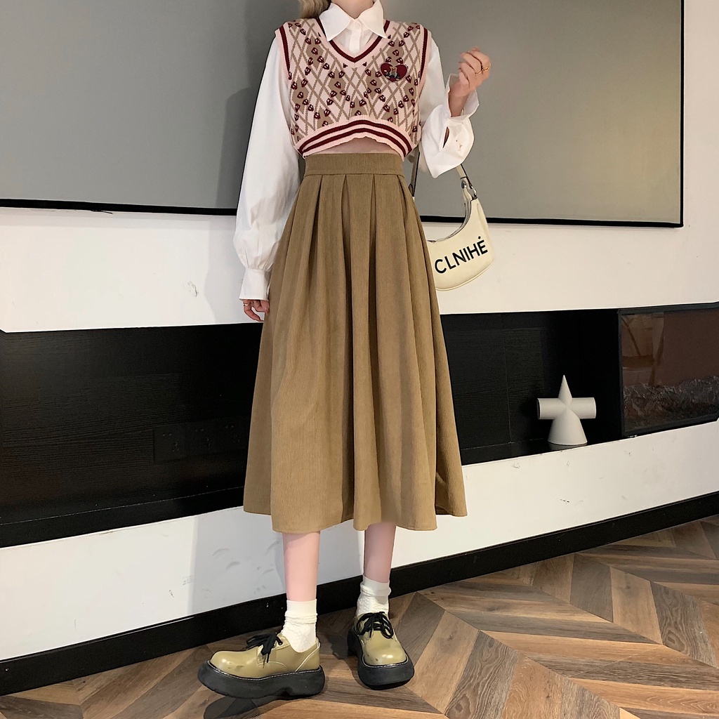 Chân váy xếp ly xòe rộng dáng dài phong cách Hàn quốc | BigBuy360 - bigbuy360.vn