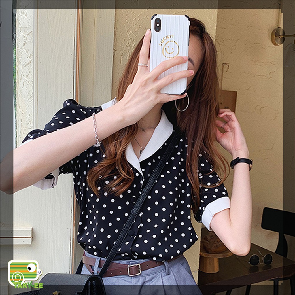 Sơ mi chấm bi phong cách retro cổ điển