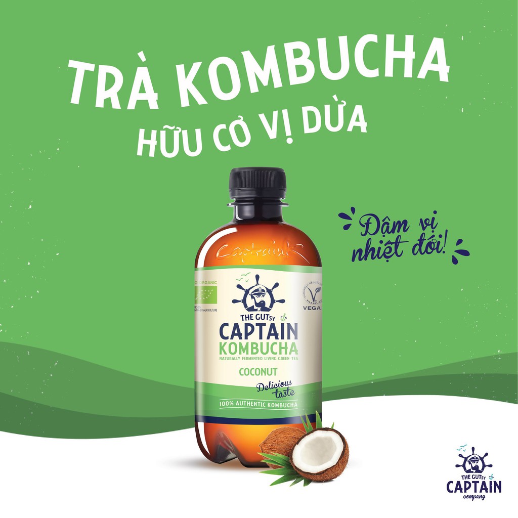 Trà Dưỡng Sinh KomBuCha hữu cơ Captain Kombucha 400ml