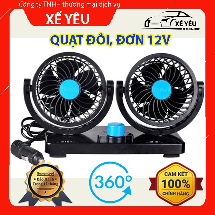 Quạt Ô Tô - Quạt Xe Ô Tô - Xoay 360 Độ Siêu Mát, Tiện Ích Trên Ô Tô