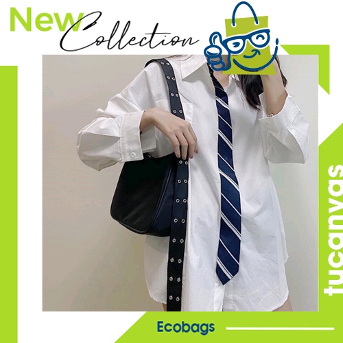 Túi đeo chéo mini nữ nhiều khoen vải canvas phong cách Hàn Quốc 2 màu siêu hot TUCANVAS TCV64