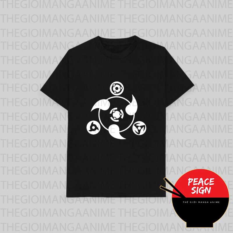 Áo thun phông đen in hình SHARINGAN NARUTO anime chibi thời trang cá tính vải đẹp
