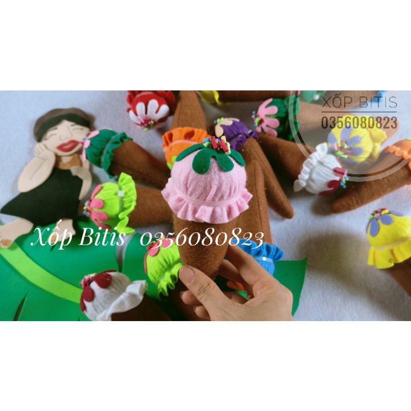 Kem ốc quế vải nỉ đồ dùng đồ chơi mầm non