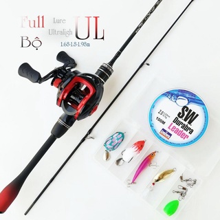 Bộ cần câu lure UL máy ngang siêu dẻo tặng kèm dây câu và hộp mồi lure BCM18- Ngang