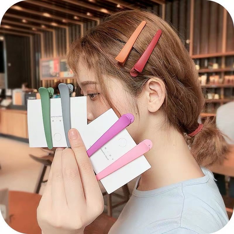 Set 10 Kẹp Tóc Mỏ Vịt Bằng Acrylic Màu Đục Cho Nữ