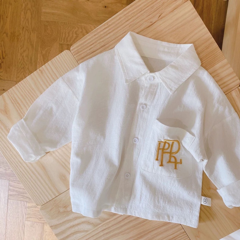 Áo sơ mi cho bé trai dài tay kiểu dáng hàn quốc thanh hằng baby 9 - 17 Kg