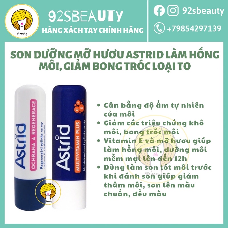 Son dưỡng môi mỡ hươu Astrid làm hồng môi, dưỡng môi mềm mịn loại to fullsize