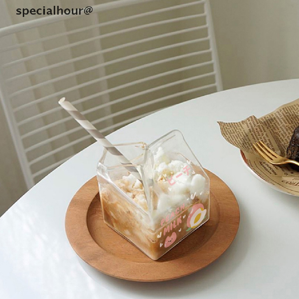 Cốc uống nước sữa cà phê bằng thủy tinh trong suốt hình vuông dễ thương