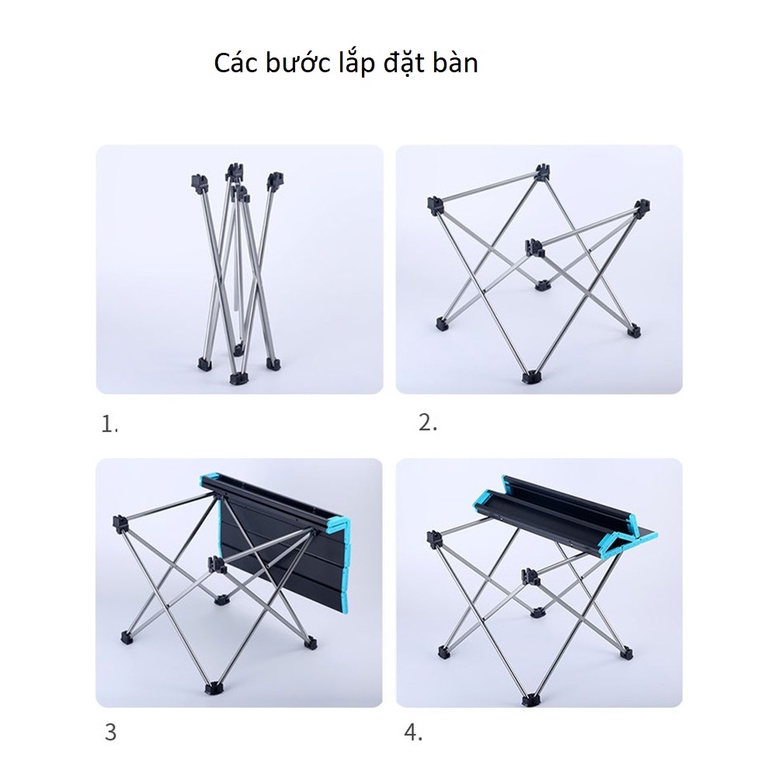 [Rẻ vô địch] Bàn nhôm gấp gọn cắm trại phượt du lịch dã ngoại nhiều kích thước có túi đựng kèm theo