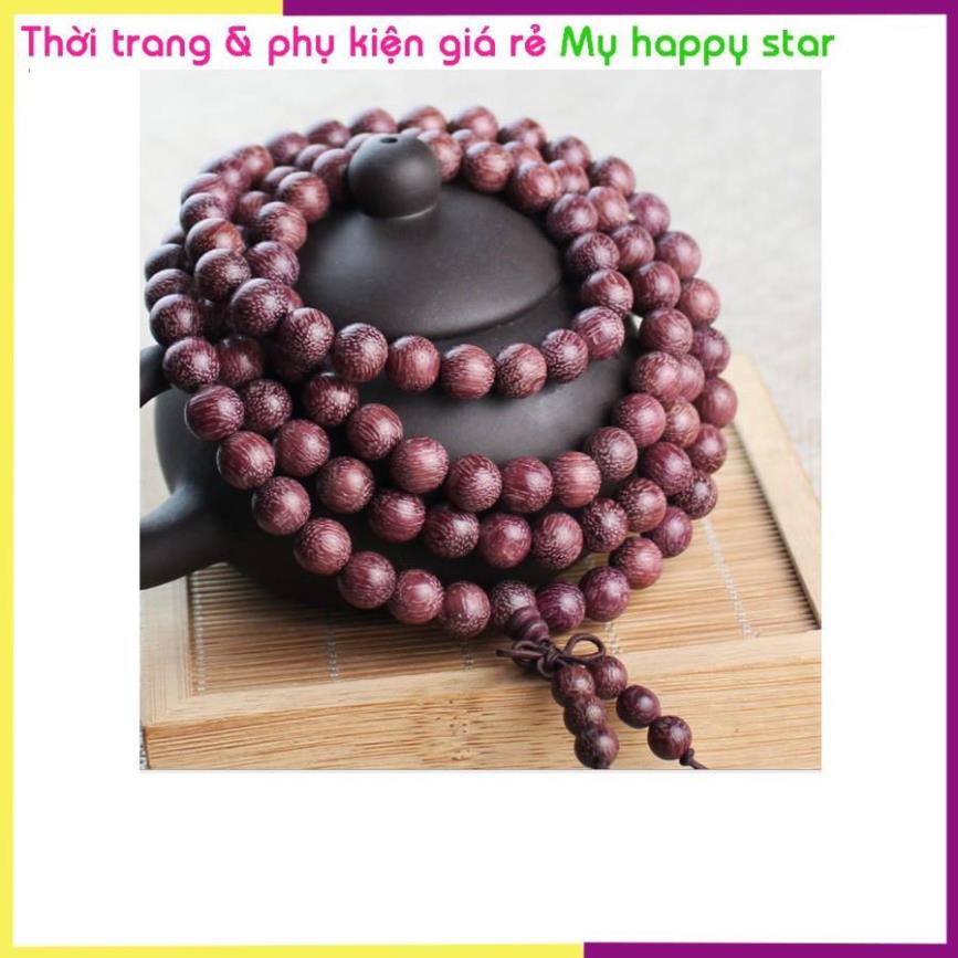 Vòng tay nam nữ 108 hạt 6-8 ly gỗ hồng VG15