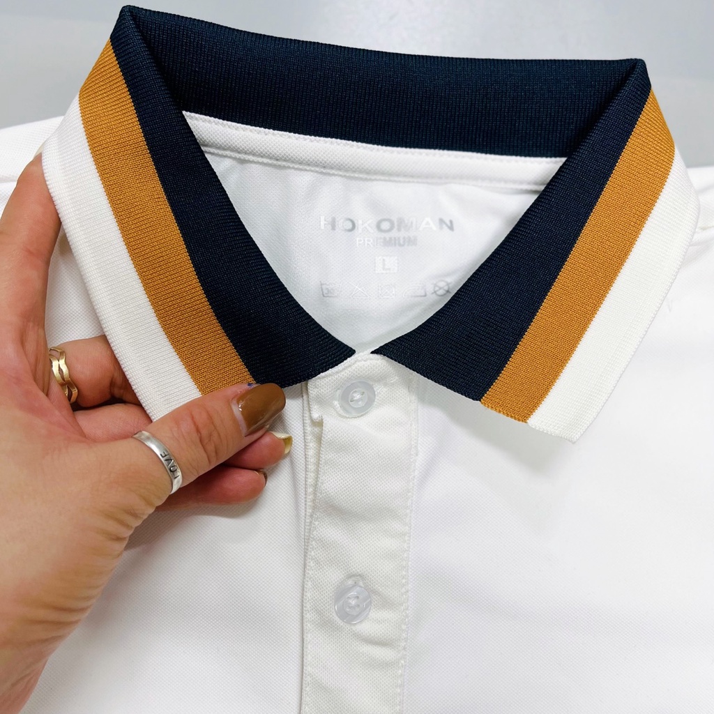 Áo polo nam cổ bẻ phối dọc xanh bo viền chất vải cá sấu Cotton xuất xịn,chuẩn form, sang trọng - thanh lịch TB041