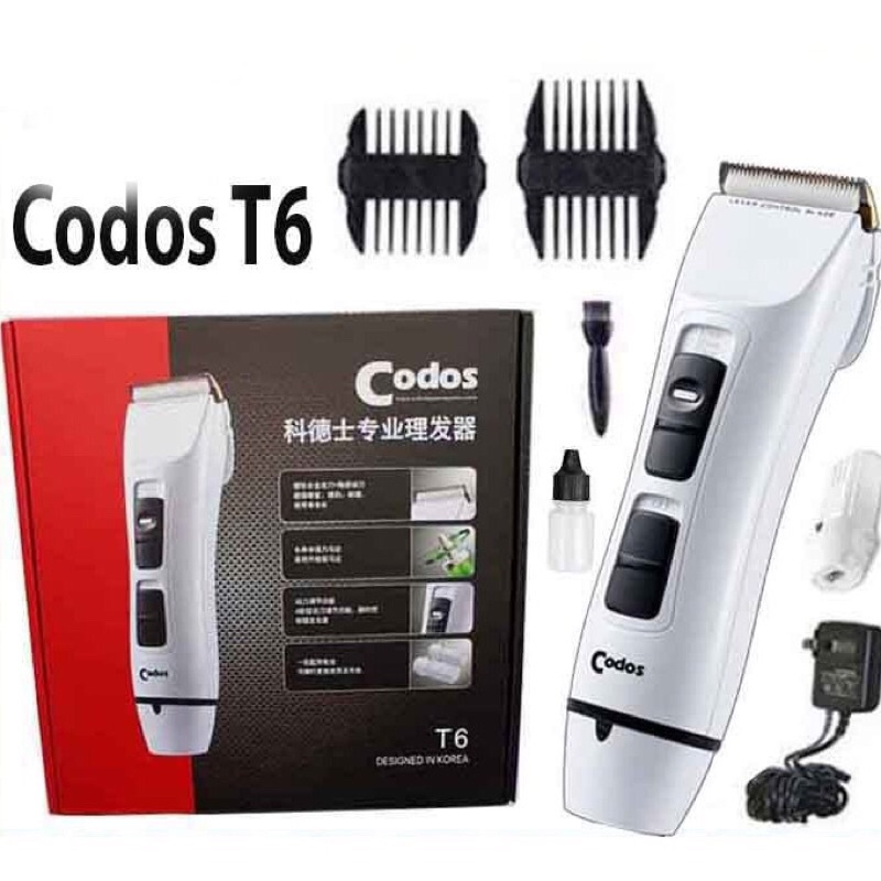 Tông đơ cắt tóc không dây-máy hớt tóc CODOS T6+Kéo hàng chính hãng