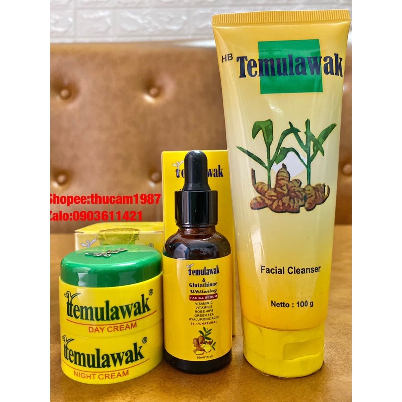 combo 3 sản phẩm kem ngày , đêm , sữa rửa mặt , serum TEMULAWAK.