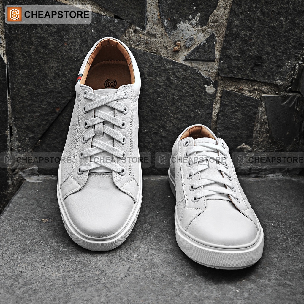 Giày da thể thao nam CHEAPSTORE CS429 Trắng - Giày tăng chiều cao da bò thật 100% (bảo hành 24 tháng) | BigBuy360 - bigbuy360.vn