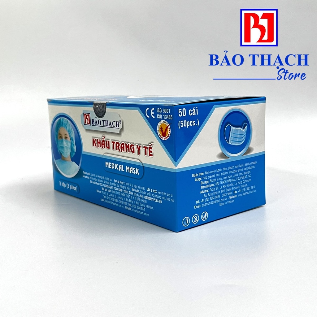 Khẩu trang Bảo Thạch 3 lớp xanh