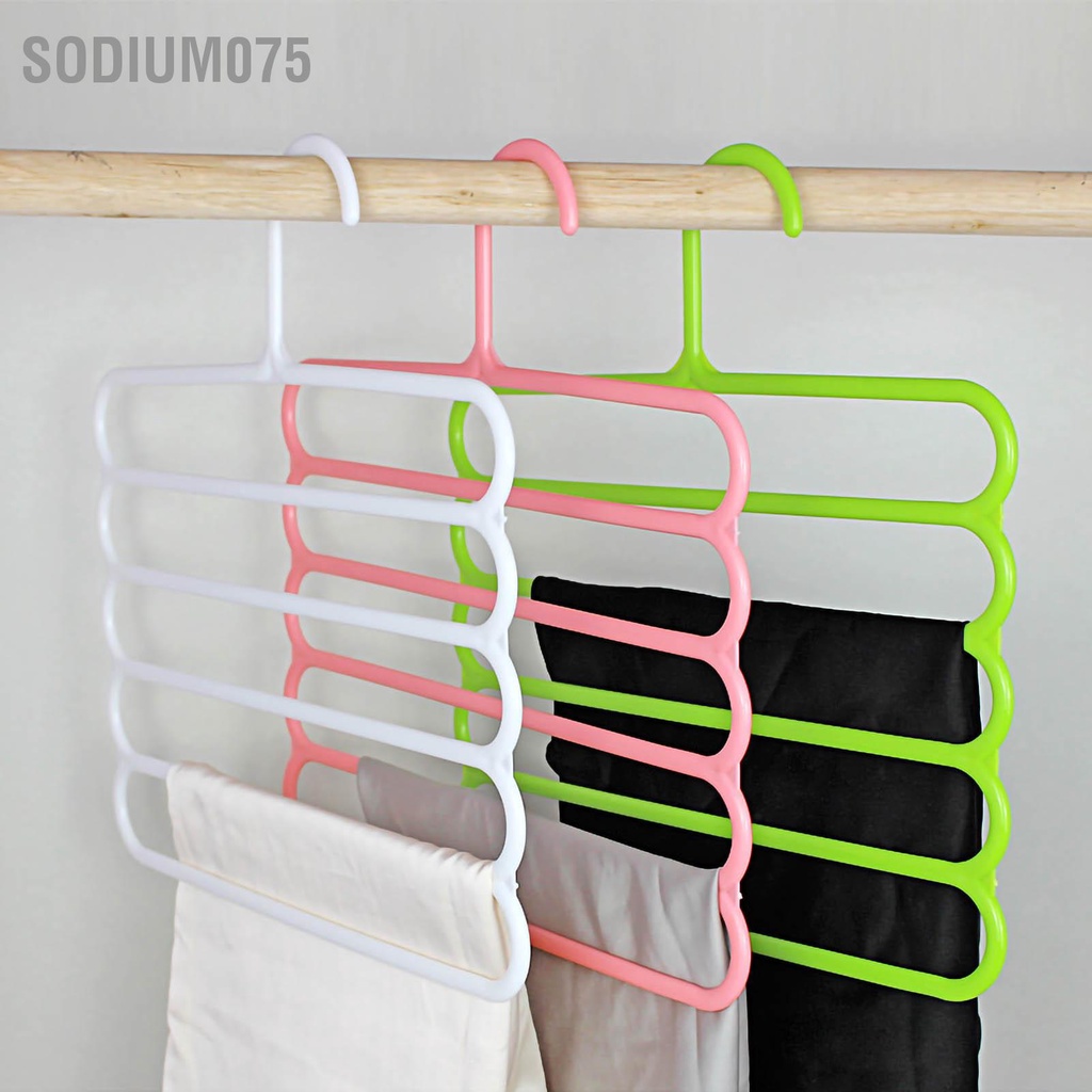 Sodium075 Móc treo quần 5 lớp Tiết kiệm không gian PP Tủ lưu trữ tổ chức Giá để Khăn quàng cổ