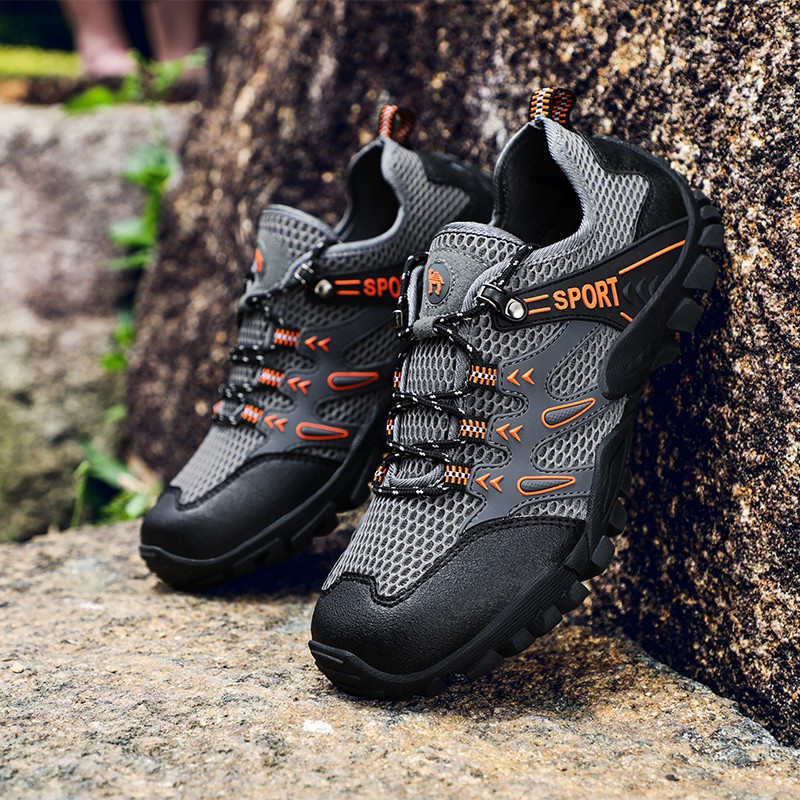 Non-slip mesh leather sports shoes for high-quality hiking for men