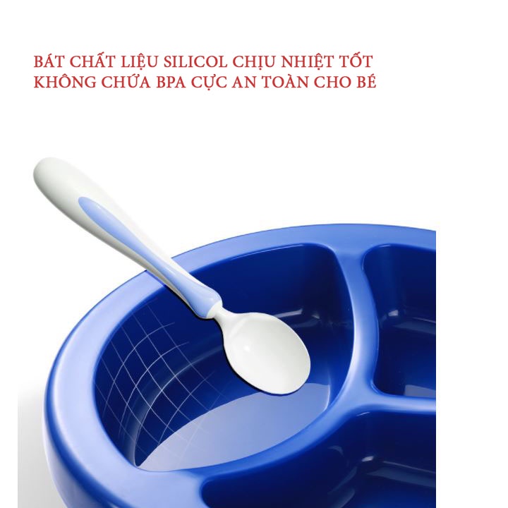 Bát ăn dặm Silicol chịu nhiệt, không chứa BPA an toàn, chống đổ, hâm nóng thức ăn cho bé