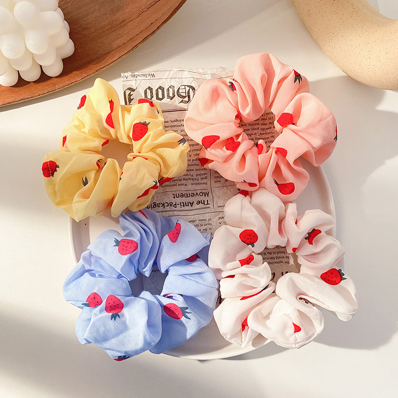 Dây cột tóc in hình quả dâu tây dễ thương cho nữ