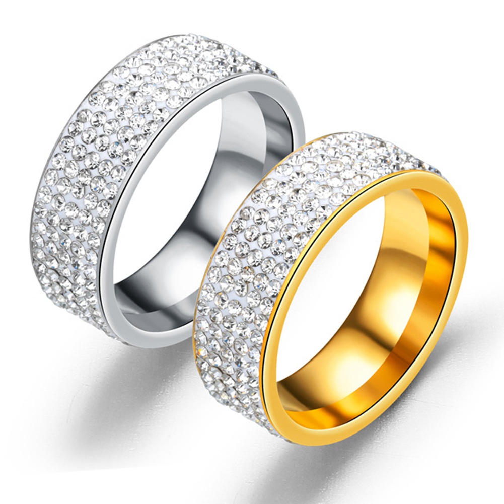 Nhẫn Đính Hôn Đính Đá 5 Hàng Sang Trọng