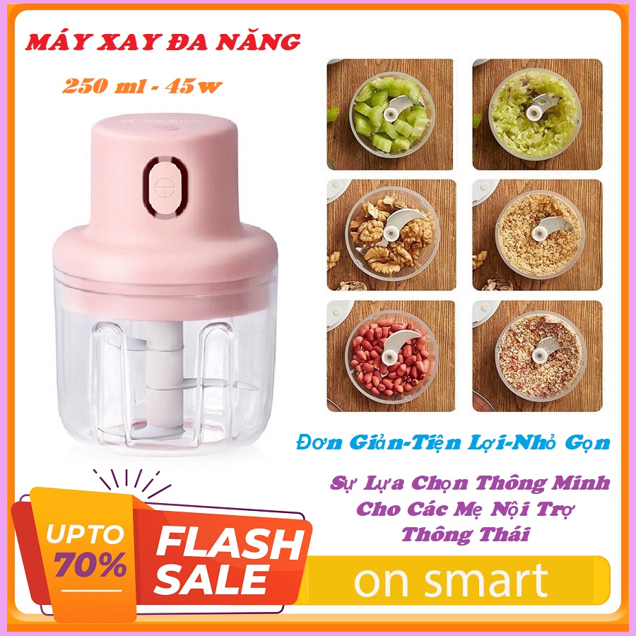 Máy xay cầm tay mini đa năng - Máy xay tỏi ớt hành gia vị, đồ ăn dặm cho bé dung tích 250ml