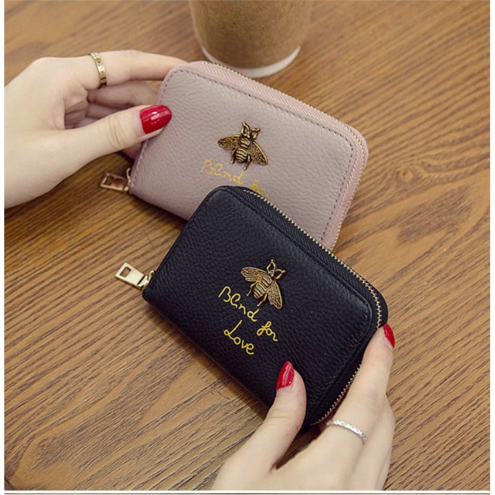 Ví JASMIN NOIR dáng ngắn da PU có khóa kéo dây tiêu chuẩn thời trang dành cho nữ