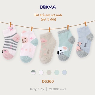 (0 đến 3 tuổi) Tất cotton sơ sinh DOKMA (set 5 đôi) (DS360)