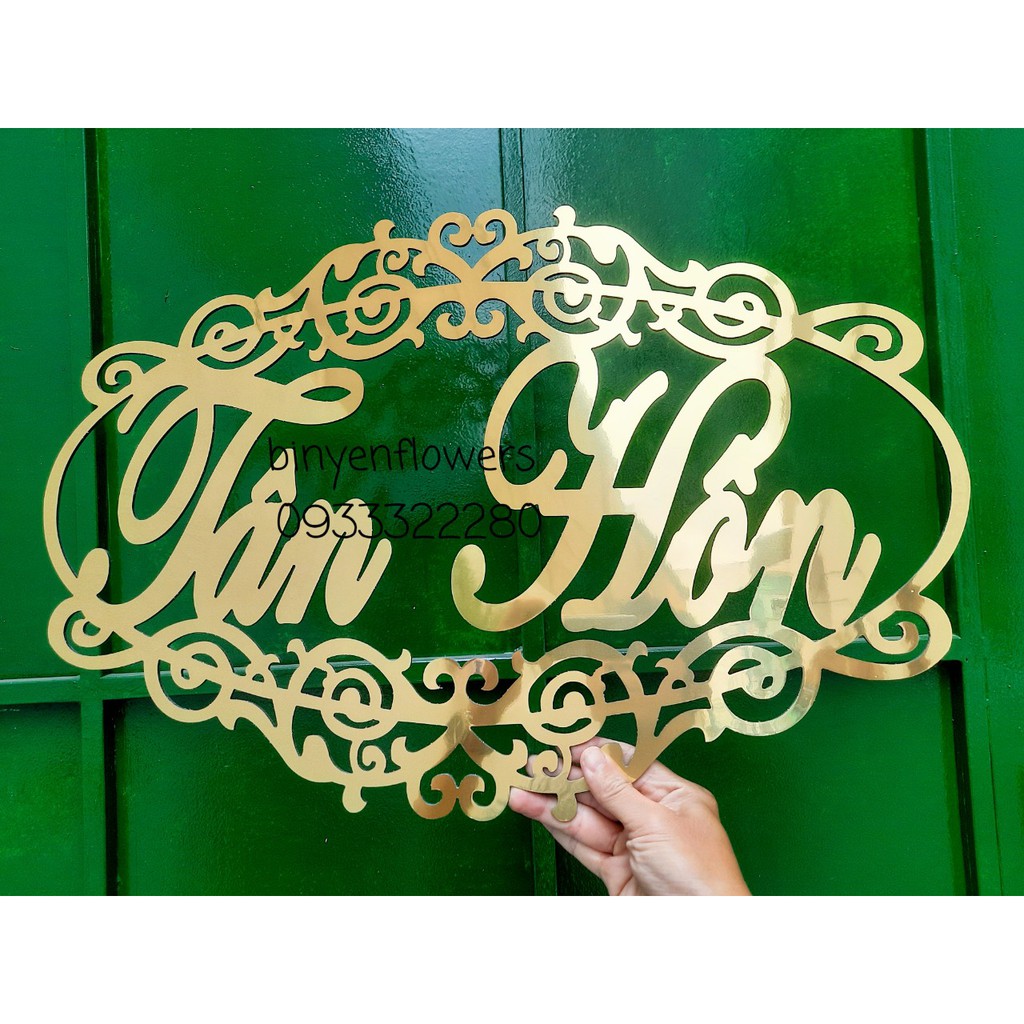 Bảng Tân Hôn Chất liệu Alu màu vàng cao cấp giá rẻ 60x45cm