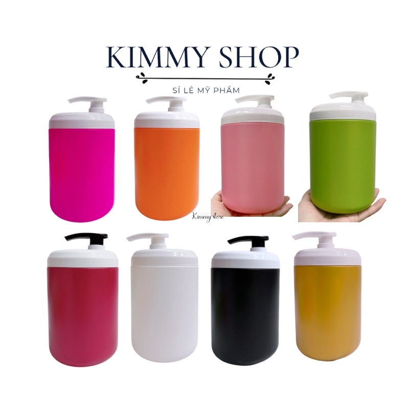 hủ nhựa đựng kem 1kg dạng vòi ấn màu hồng