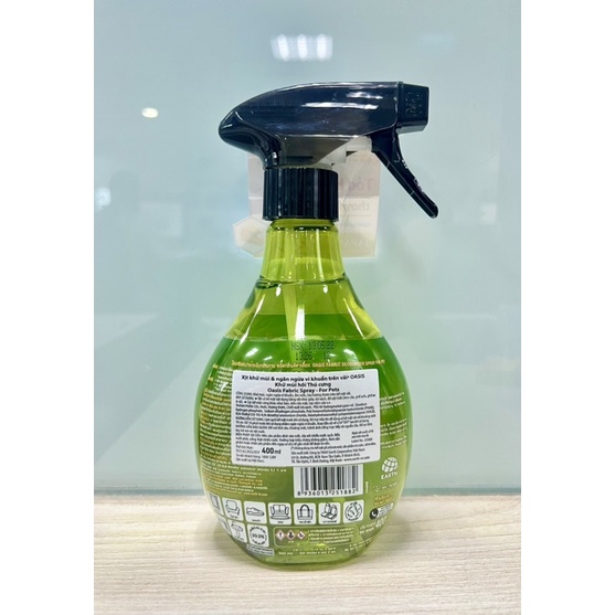 Xịt vải khử mùi & Ngăn ngừa vi khuẩn trên vải Oasis Happiness green & Muge 400ml