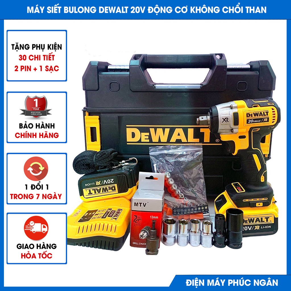 Máy khoan pin, máy siết bulong 20v Ma.kita, De.walt, Máy bắn vít động cơ không chổi than, lõi đồng 100%, BH 12 tháng