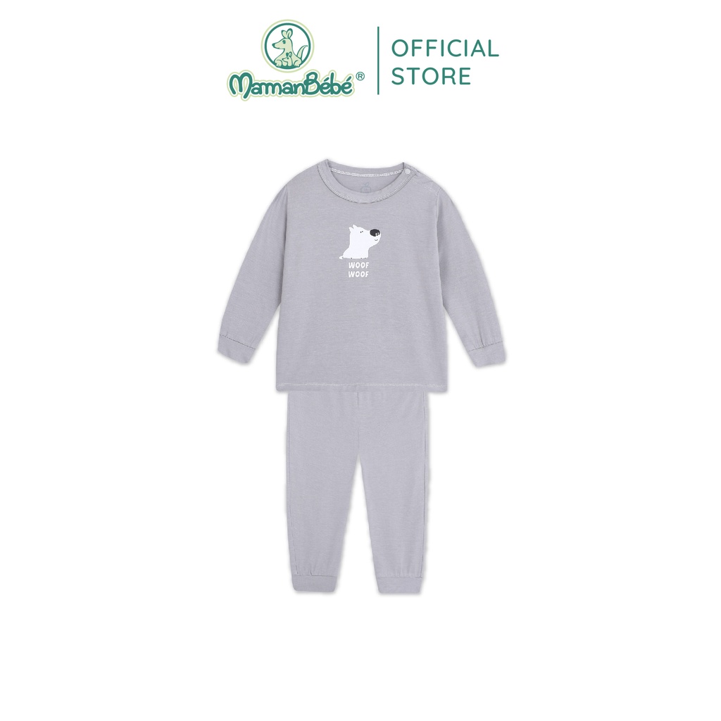 Bộ đồ dài tay La Pomme Chú chó trắng Tommy - Ghi