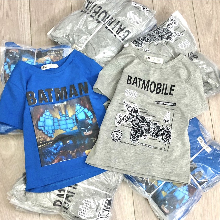 [Rẻ Vô Địch] Áo thun cộc tay bé trai - Set 2 áo cộc tay Hm Batman chất cotton cho bé trai size 2-10t