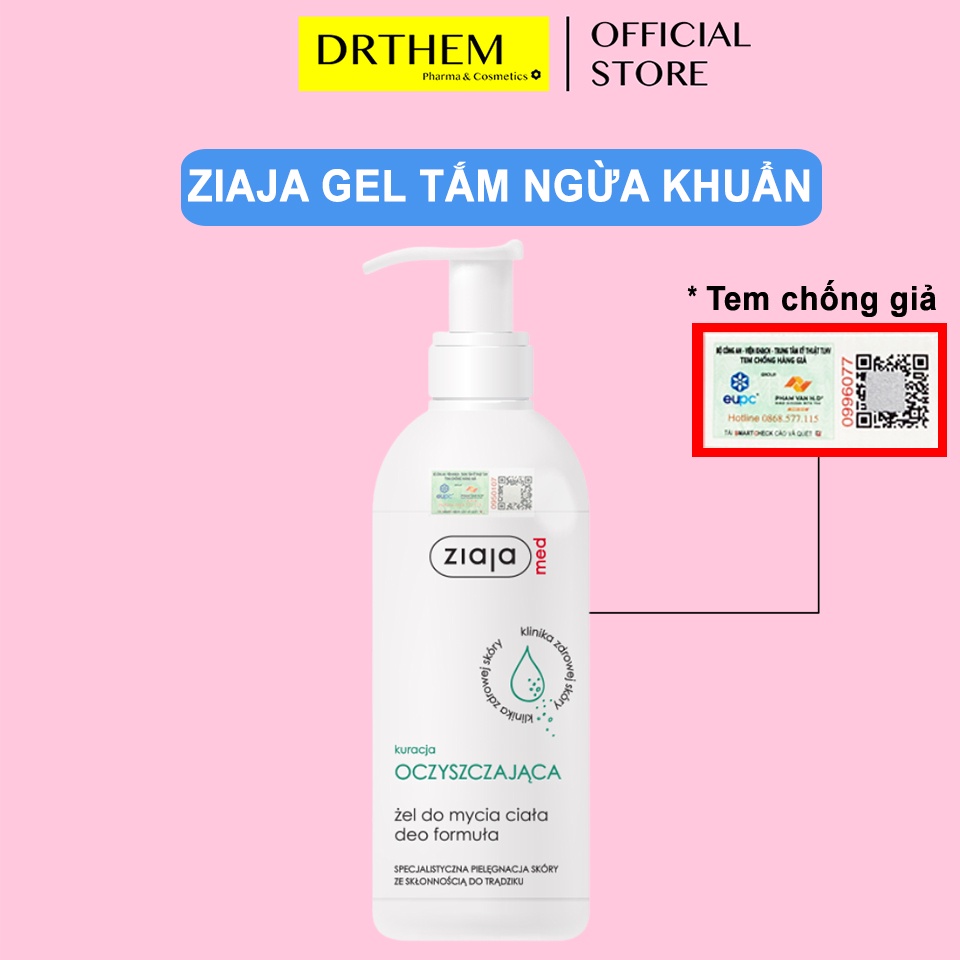 Gel Tắm Ziaja Ngừa Khuẩn, Ziaja Med Anti Imperfections Formula Cleansing Body Gel 400ml, Sữa Tắm Ziaja Med