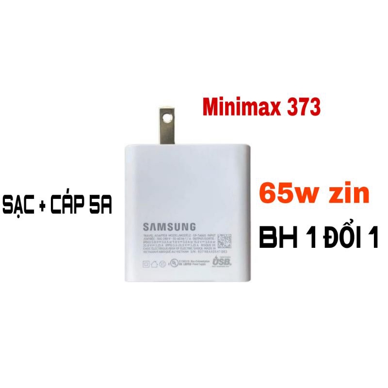 FAST CHARGE - Sạc siêu nhanh SS chuẩn 65W zin nhà máy + Cáp 2 đầu TYPE C 5A zin.