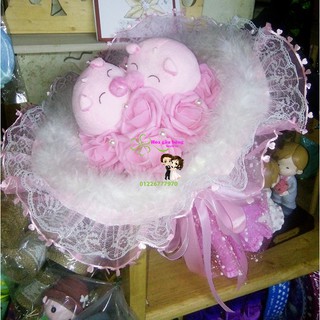 Hoa gấu bông- 2 heo hồng tình nhân tặng lễ 14/2