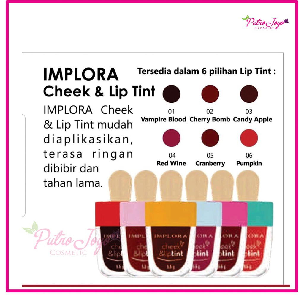 (hàng Mới Về) Son Tint Implora Trang Điểm Má Hồng Và Môi