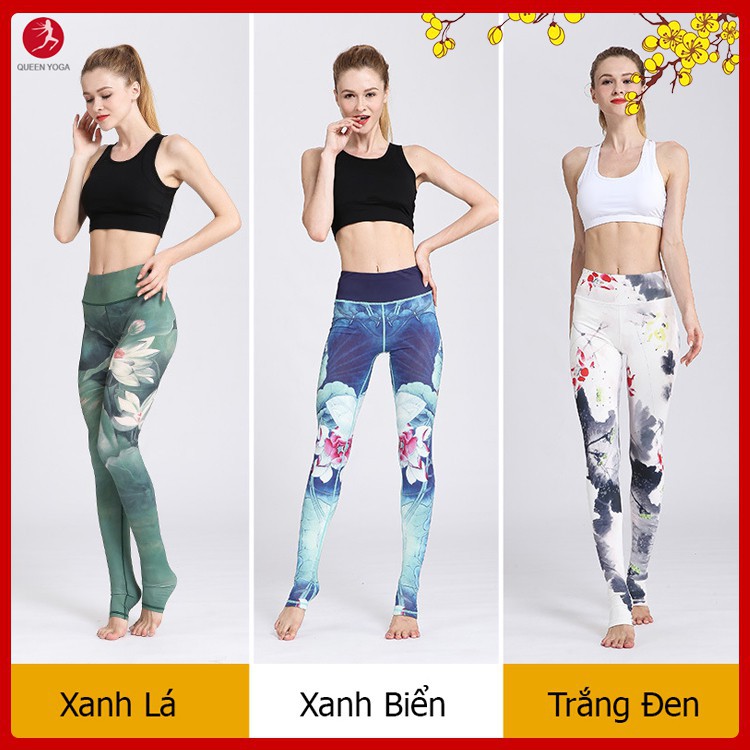 Quần Legging Tập Yoga Họa Tiết Hoa Sen YUNGE Cao Cấp Tôn Dáng  KH143 - Hàng nhập khẩu