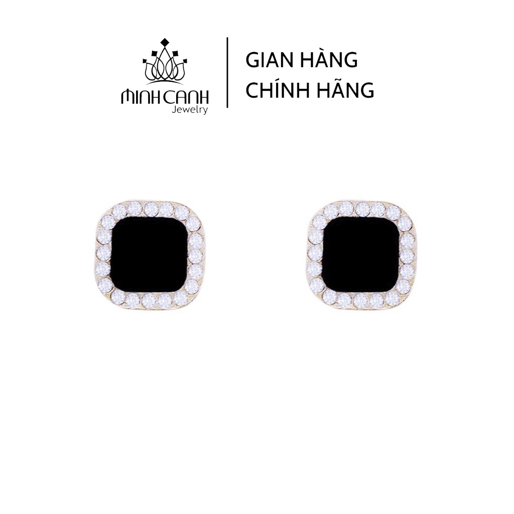 Bông Tai Vuông Đen Viền Đá Minh Canh Jewelry