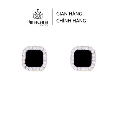 Bông Tai Vuông Đen Viền Đá Minh Canh Jewelry