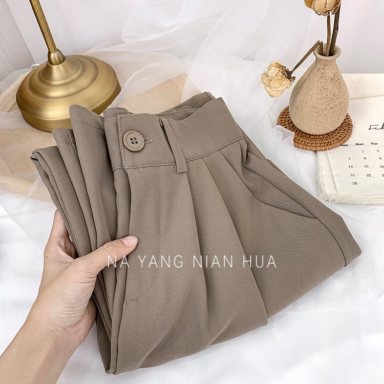 Quần dài ống rộng suông lưng cao thời trang thanh lịch cho nữ