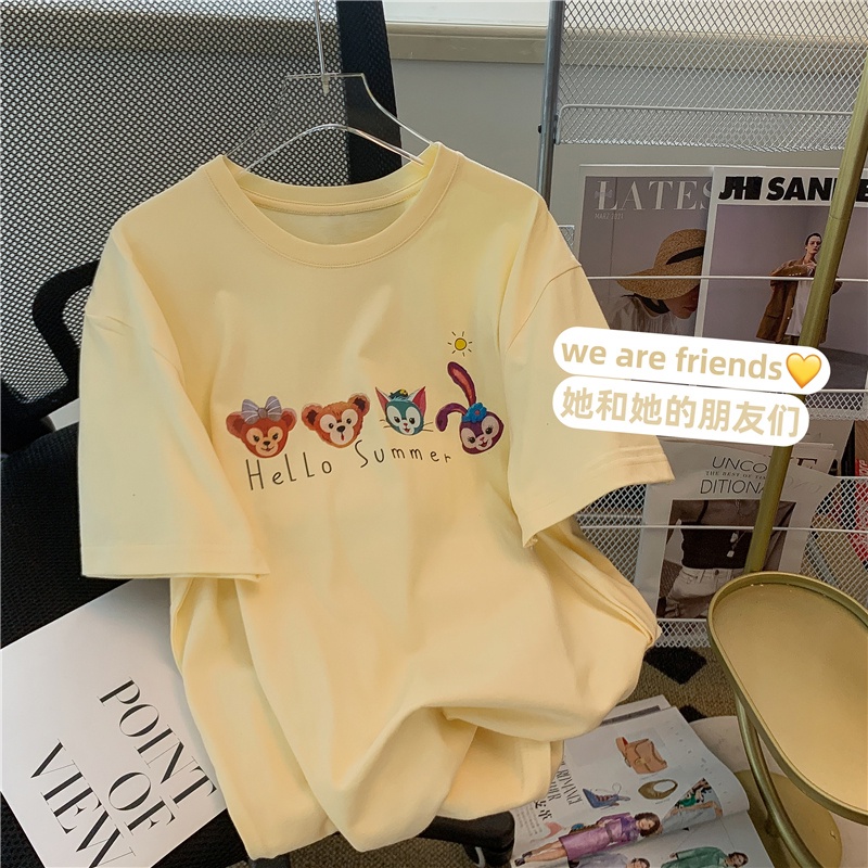 NRVP Áo thun tay ngắn cổ tròn 100% cotton thời trang phong cách Hàn Quốc cho nữ