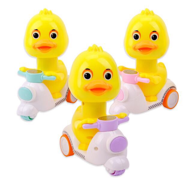 Đồ Chơi Vịt Chạy Xe Vespa Nhấn Cót Không Dùng Pin Vui Nhộn Cho Bé